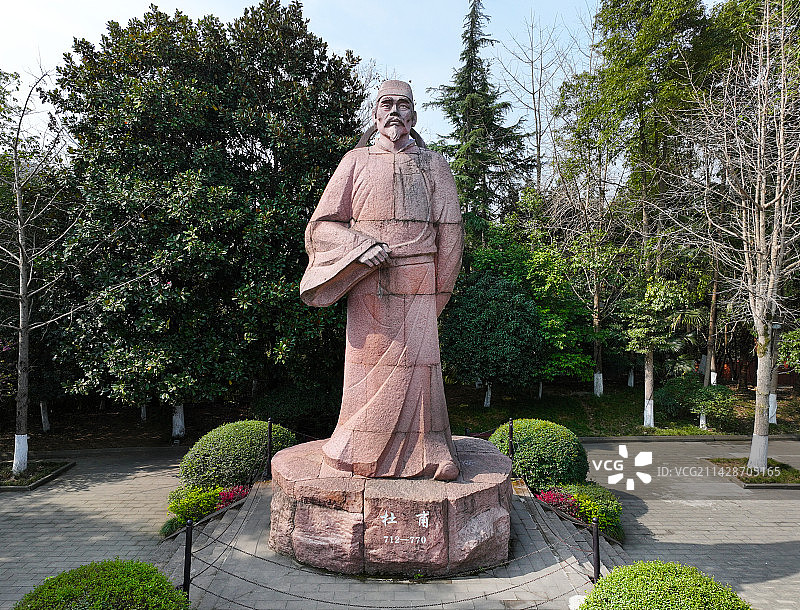 四川省绵阳市三台县梓州杜甫草堂航拍图片素材