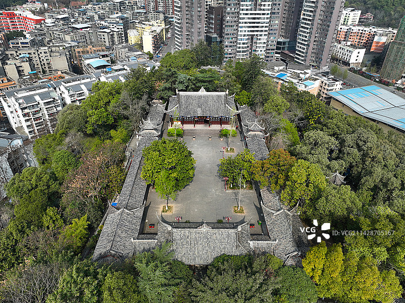 四川省绵阳市三台县梓州杜甫草堂航拍图片素材