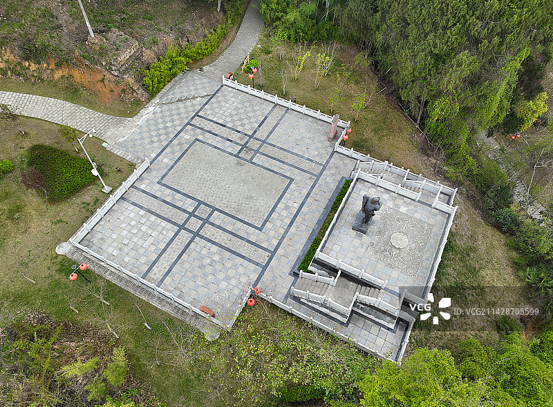 四川省遂宁射洪市陈子昂故里读书台金华山航拍图片素材