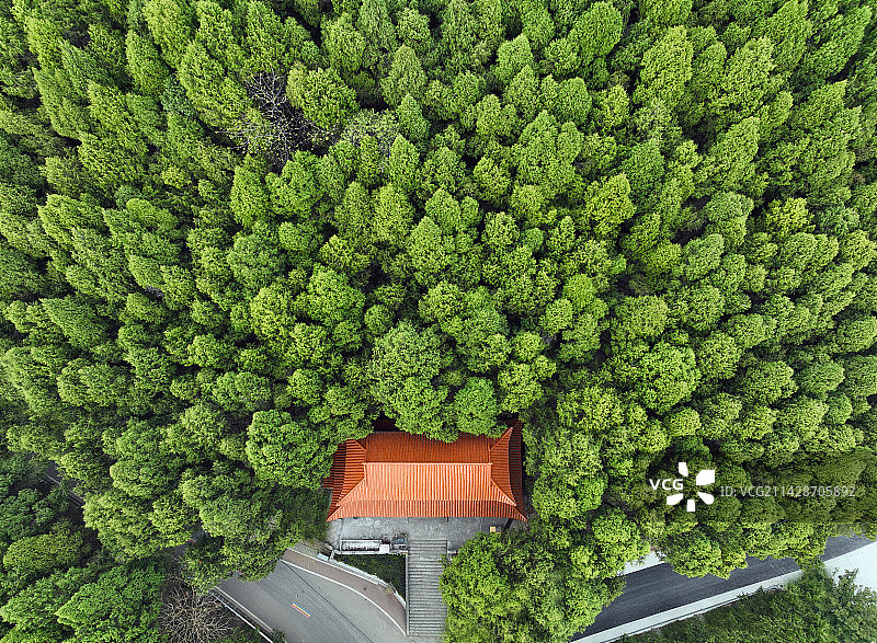 四川省遂宁射洪市花果山森林公园平安风景区登云寺航拍图片素材