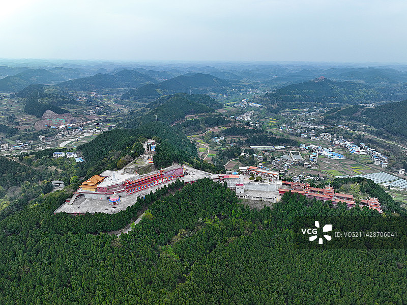 四川省遂宁射洪市紫云文化公园航拍图片素材