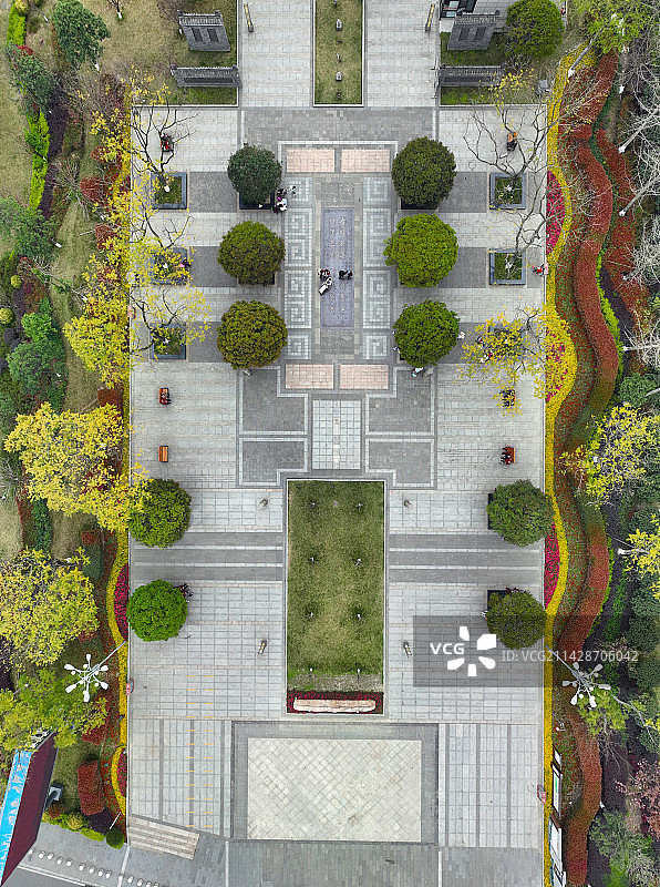 四川省遂宁射洪市紫云文化公园航拍图片素材