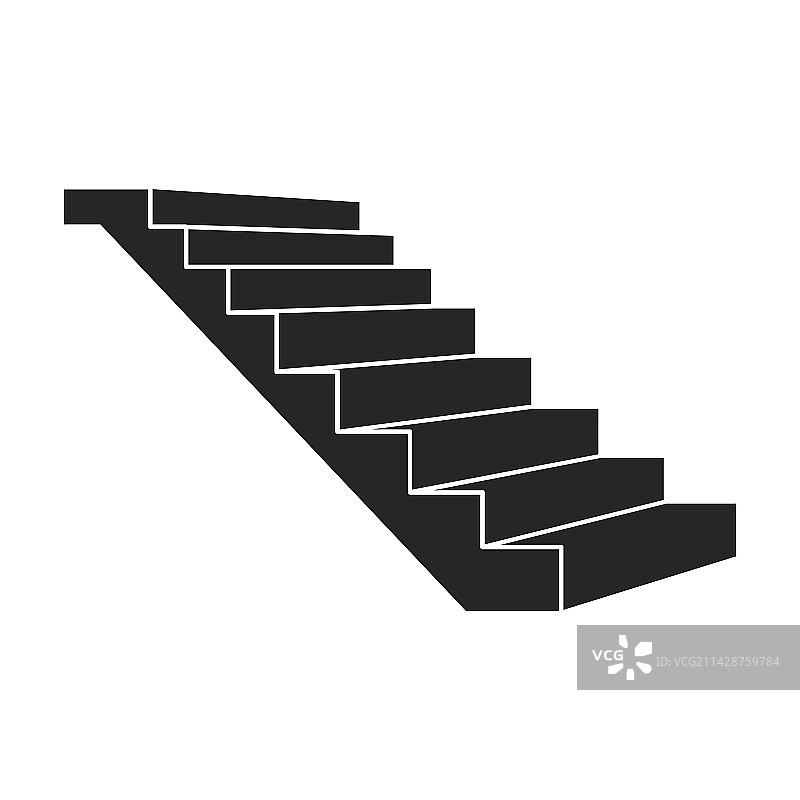 楼梯图标黑色Logo（白色背景）图片素材