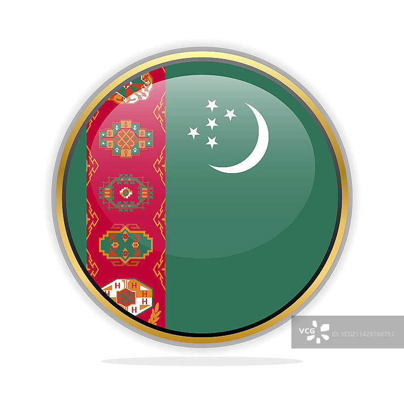 土库曼斯坦国旗按钮设计模板图片素材