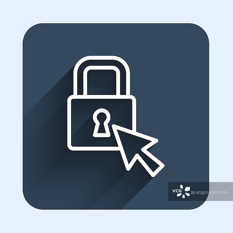 白色线条锁图标（长阴影）图片素材