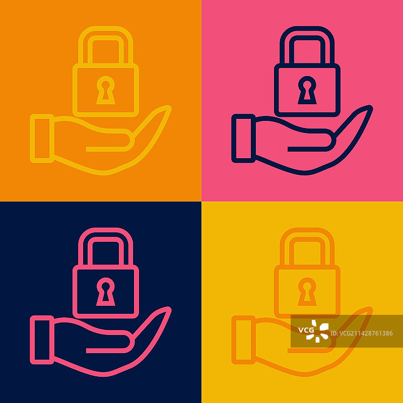 彩色背景上的锁图标图片素材