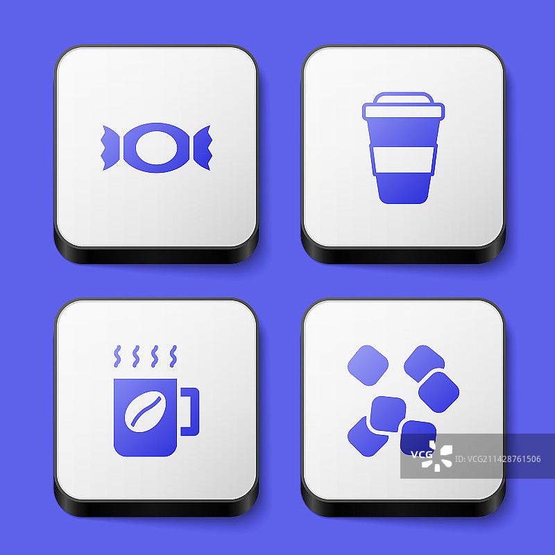 糖果、外带咖啡杯和糖块图标图片素材