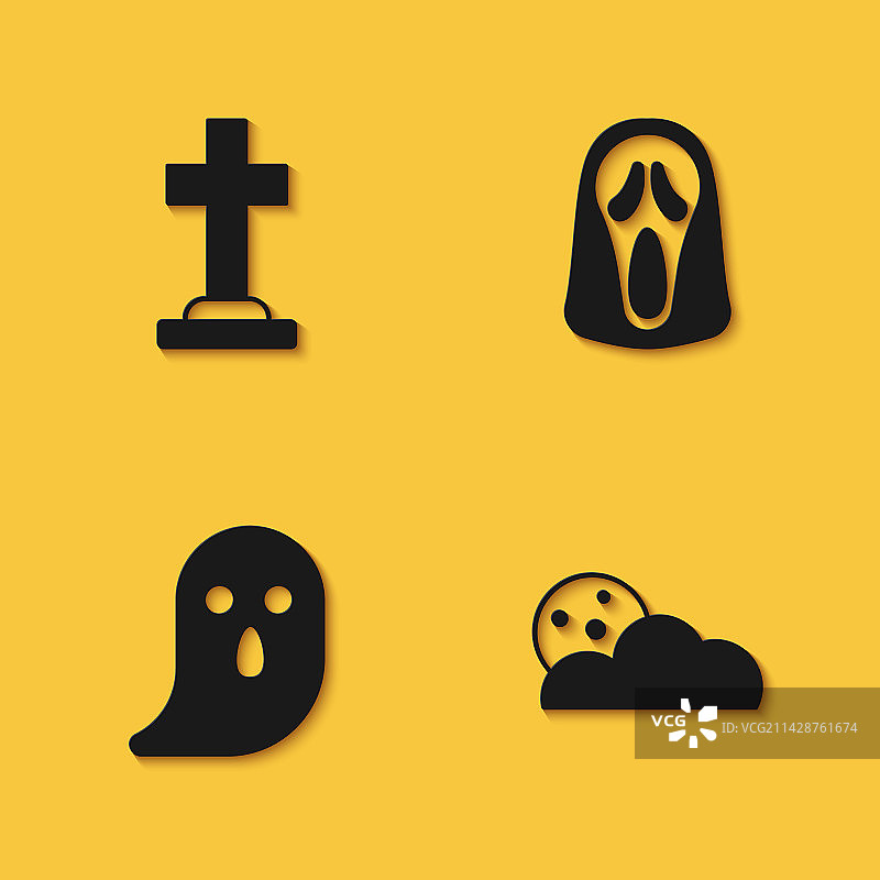 十字架月亮星星墓碑组合图片素材