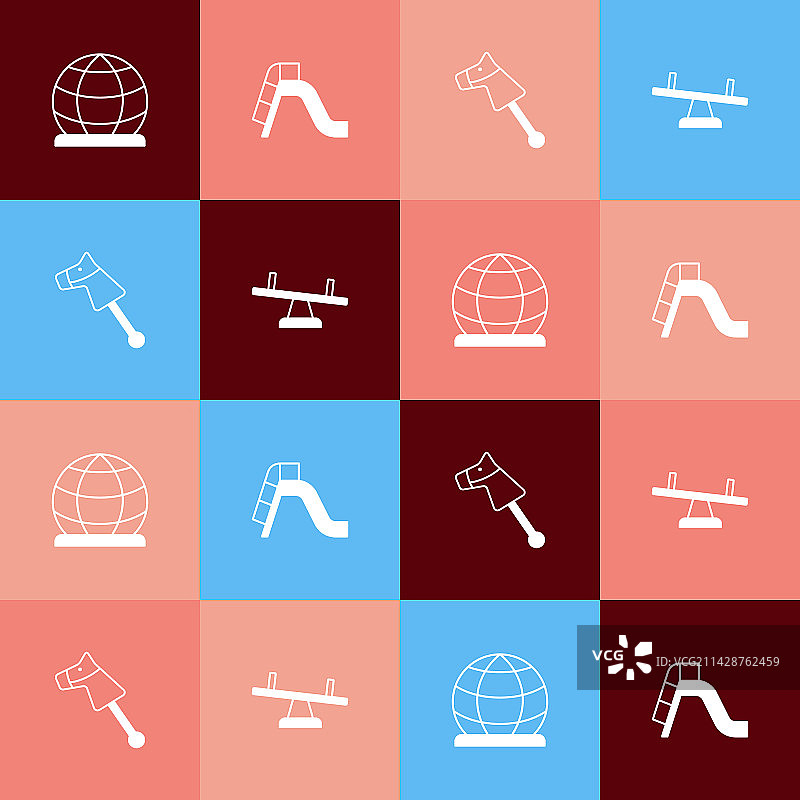 波普艺术游乐场攀爬设备滑梯套装图片素材