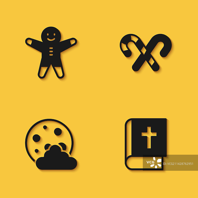 节日姜饼人套装：饼干和圣经图片素材