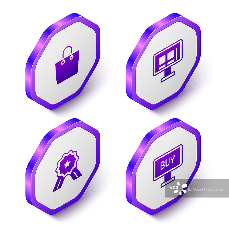 2.5D纸质购物袋在线屏幕套装图片素材