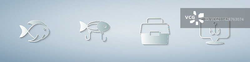 鱼钓鱼饵盒组合图片素材