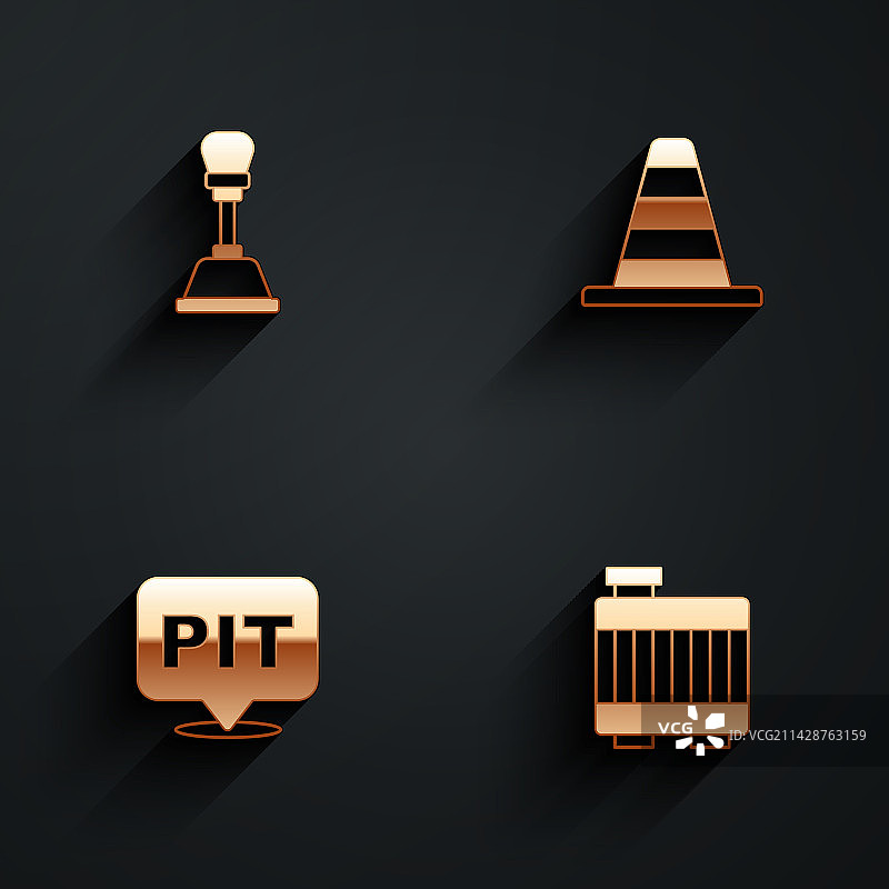 换挡杆交通锥维修站汽车套装图片素材