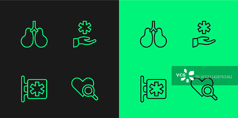 心脏检查急救医疗线条组合图片素材