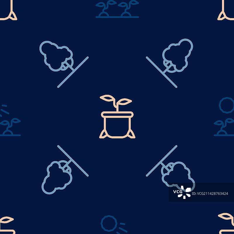 阳光下生长的植物幼苗和果树图片素材