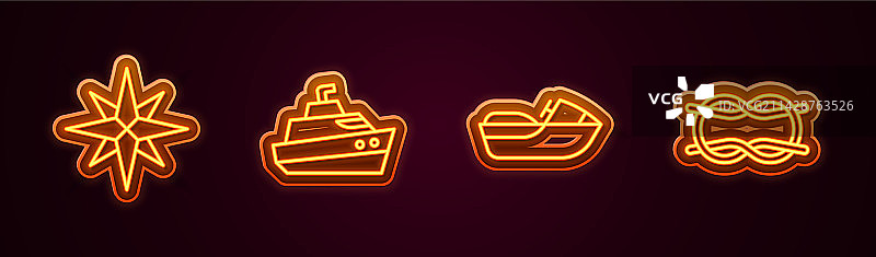 线条集合：风向玫瑰、快艇、水上摩托图片素材