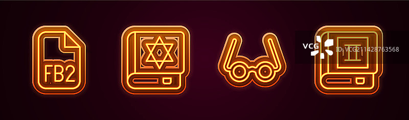 FB2文件犹太律法书眼镜线条设计图片素材