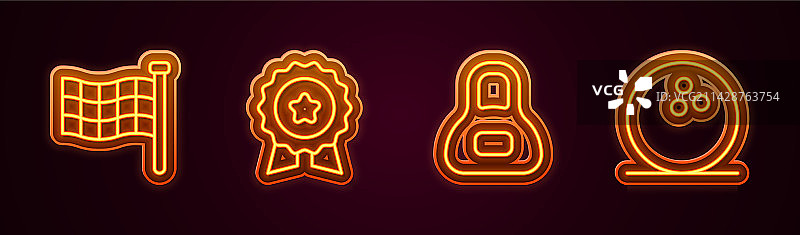 方格旗、带星勋章和砝码图片素材