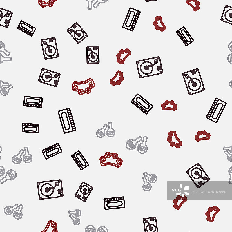 口琴、黑胶播放器与黑胶唱片图片素材