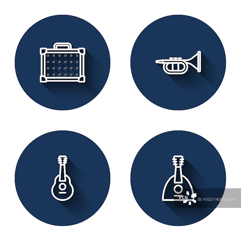 吉他、小号、巴拉莱卡琴等线条组合图片素材