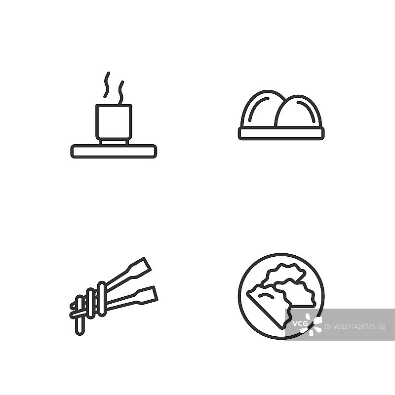 饺子面条筷子美食线条组合图片素材