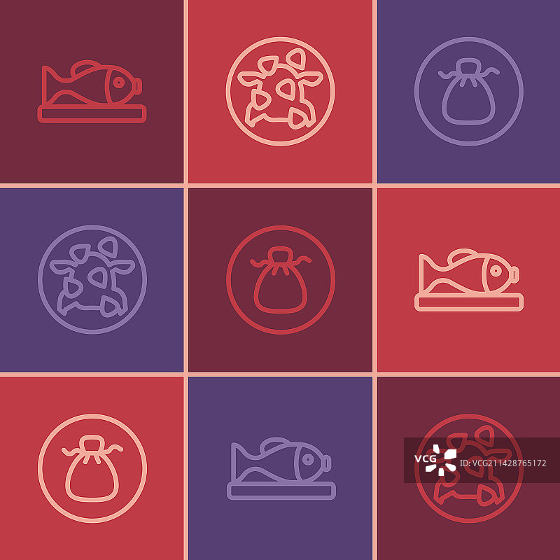 盘装鱼、馄饨与宫保鸡丁图片素材