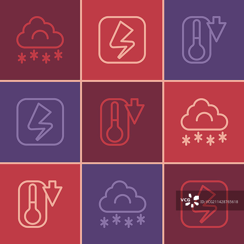 线条云与雪、温度计图片素材