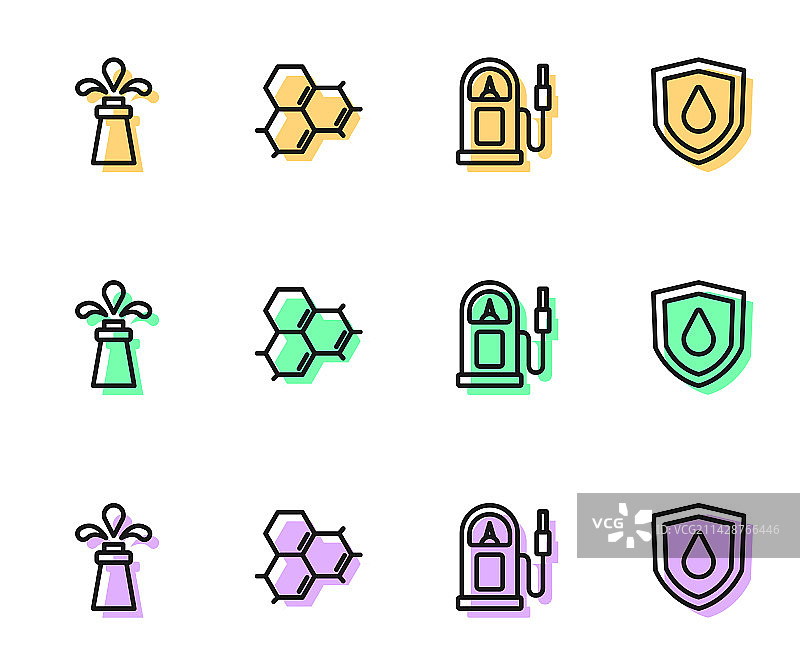 加油站钻井平台分子套装图片素材