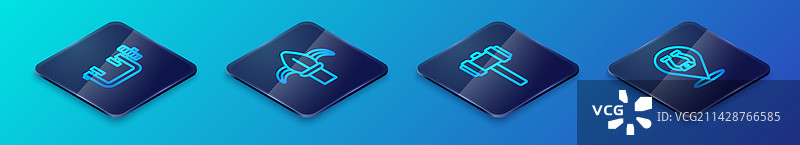 设置等长线大锤钳和螺丝图片素材