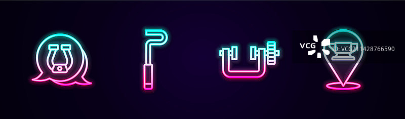 马蹄铁、拨火棍、夹具和螺丝图标图片素材