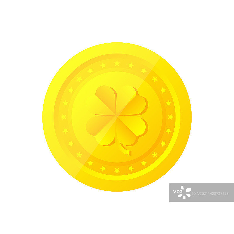金色硬币与三叶草矮精灵硬币图片素材