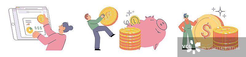 预算计划概念：男人评估他的收入图片素材