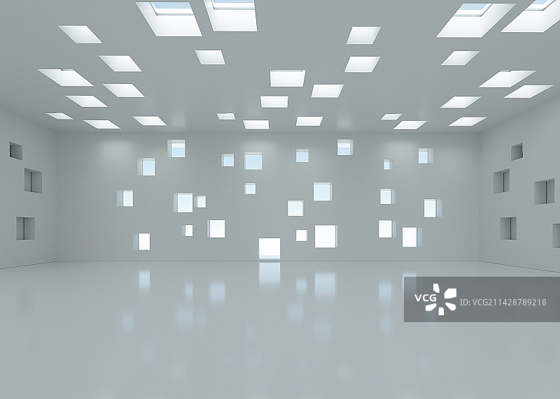 3D渲染白色未来感室内空间图片素材