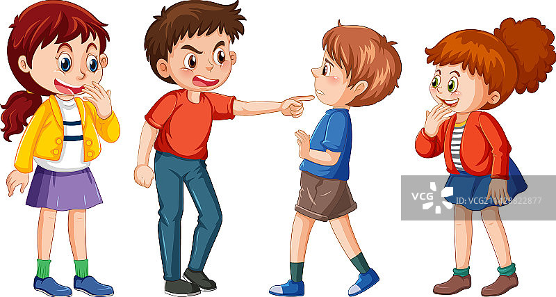 被朋友虐待的沮丧男孩图片素材