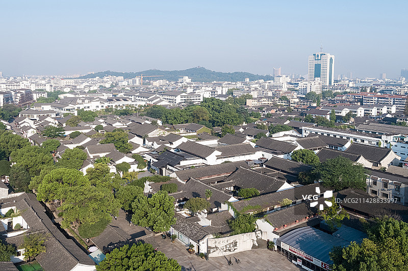 绍兴老城区鲁迅故里航拍图片素材