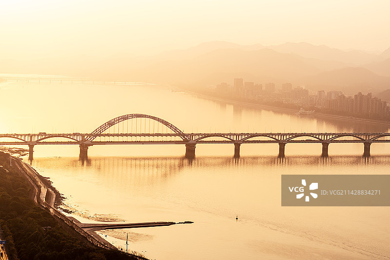 杭州钱塘江日落风光图片素材