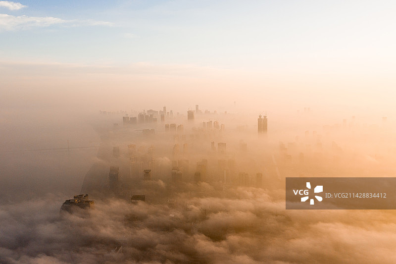 航拍杭州滨江区城市风光图片素材