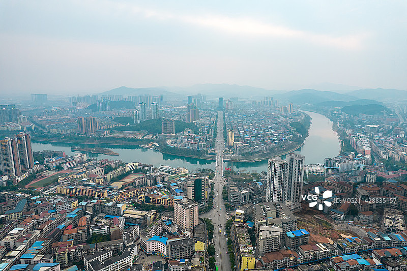 中国湖南省怀化市城市航拍图片素材