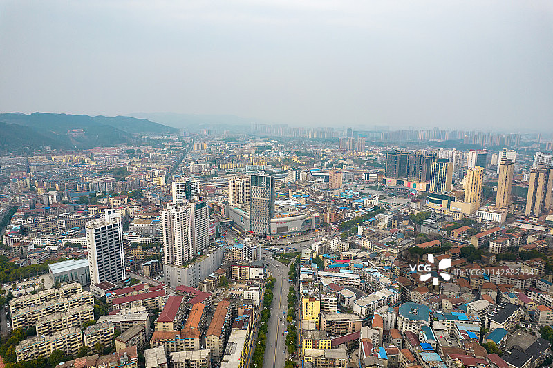 中国湖南省怀化市舞水路城市航拍图片素材