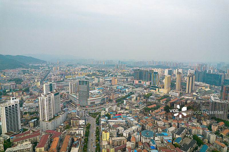 中国湖南省怀化市舞水路城市航拍图片素材