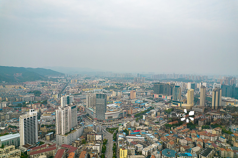 中国湖南省怀化市舞水路城市航拍图片素材