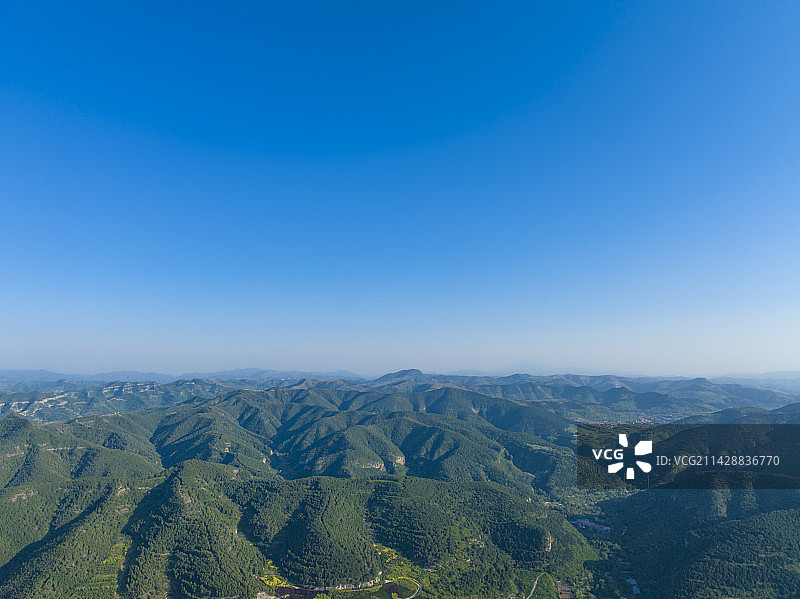 山东济南山脉航拍图片素材