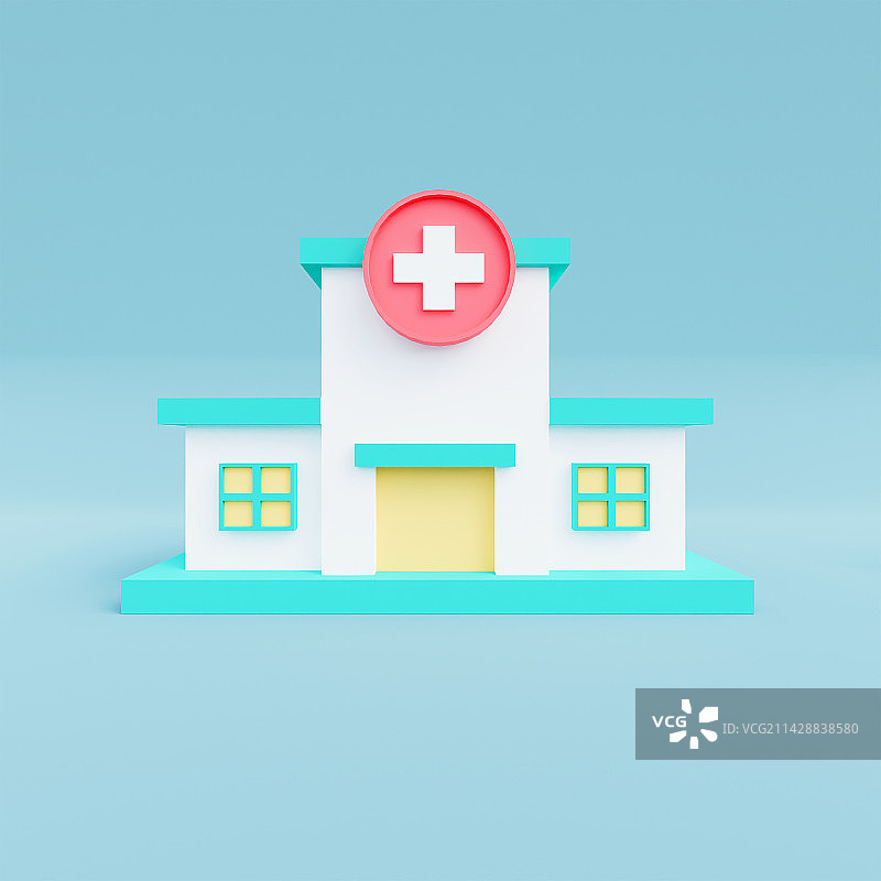 3D立体医院建筑插画图片素材