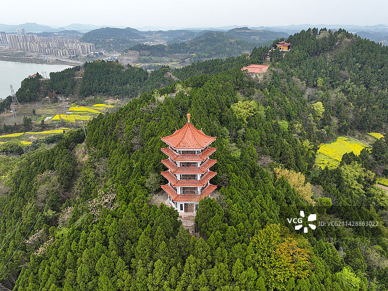四川省南充市南部县红岩子大桥火峰山公园航拍图片素材