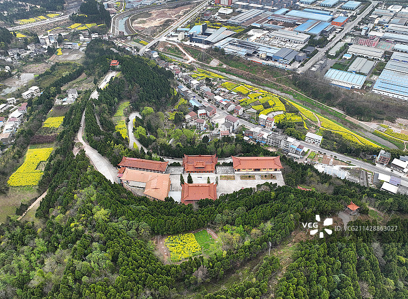 四川省南充市南部县红岩子大桥火峰山公园航拍图片素材