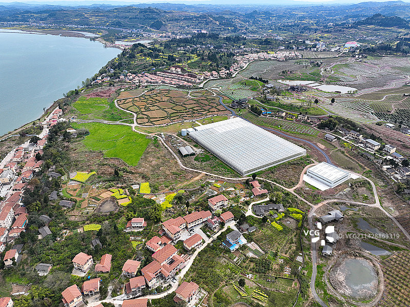 四川省南充市凤仪湾中法农业科技园航拍图片素材