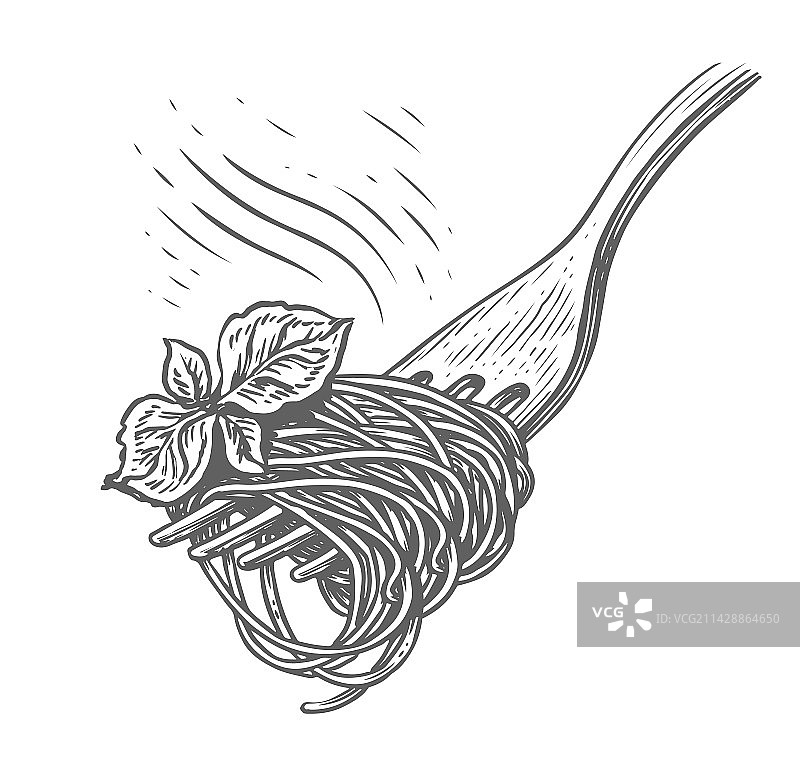 叉子上的意大利面图片素材