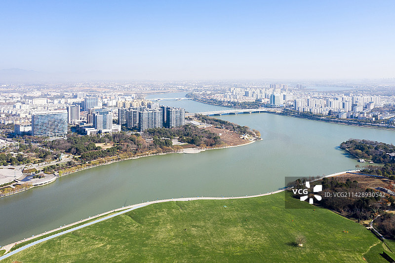 航拍衢州柯城区城市风光图片素材