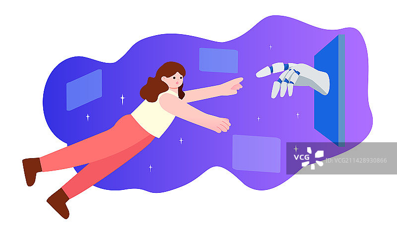 人类和人工智能接触图片素材