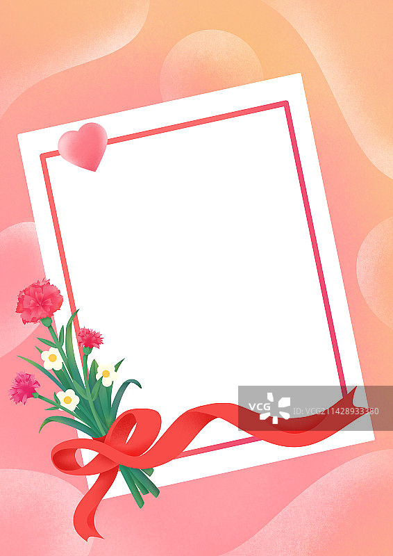 粉红色背景下的花朵和纸的特写镜头图片素材